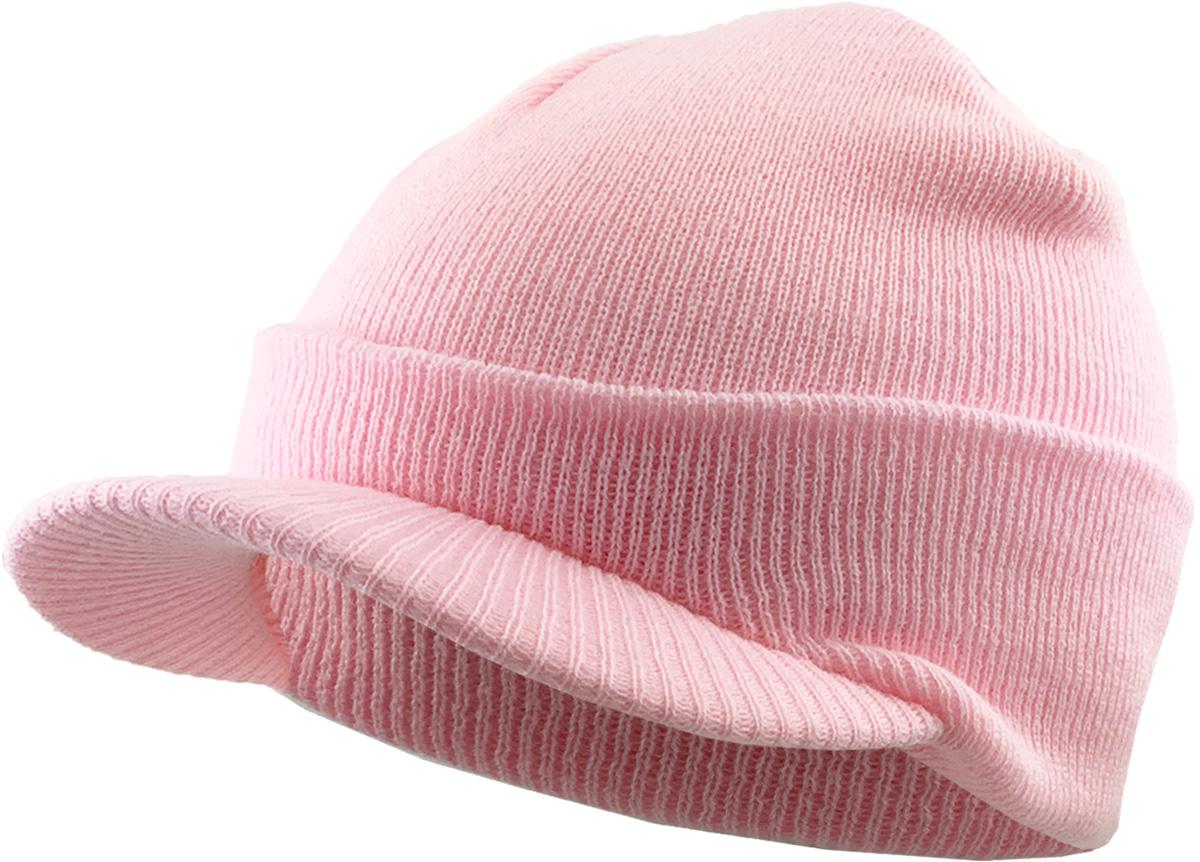 IsecaI Beanie Whimgy Beanie Gray×Pink Solid Visor Beanie - Made in USA